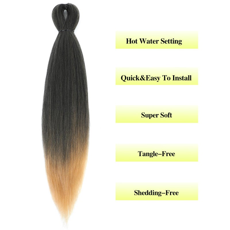 ROKTRESS Braiding Hair Pre Stretched Long Pre Stretched Braiding Hair Extensions Braiding Hair Pre Stretched 16 Inch 8 Packs Synthetic Braiding Hair Extensions For Braids (16inch,T27) - Image 3